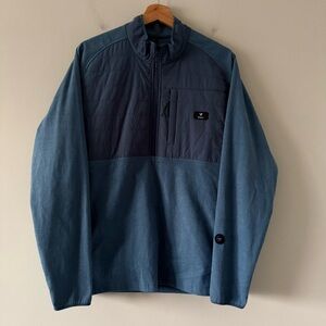 Vassa Oak Grid Fleece Nylon Yoke Pullover Base Layer Jacket Mens M Outdoor Blue